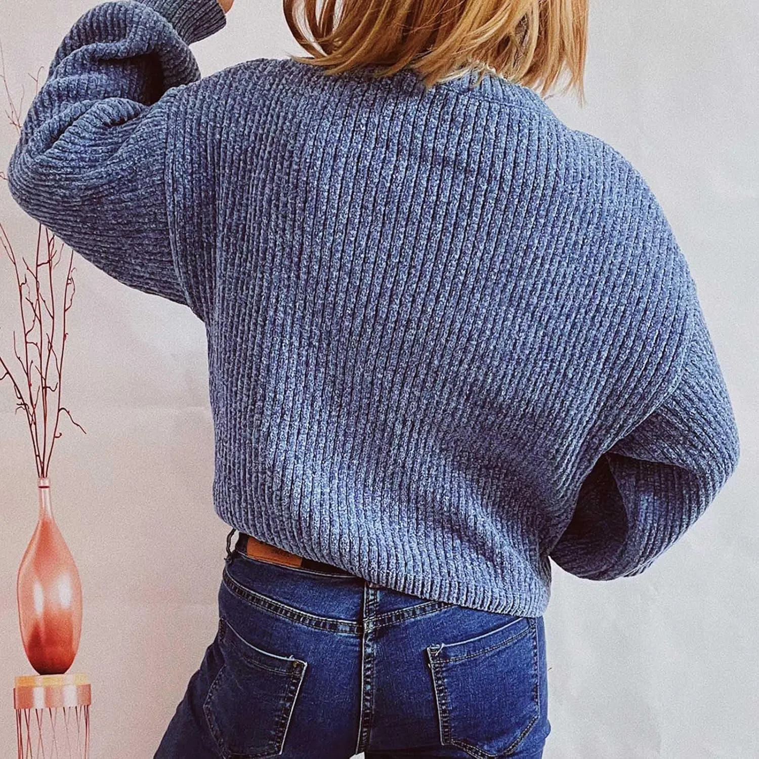 Women's Sweater Winter 2024 Oversized Chunky Knitted Pullover top Sweater Classic Long Sleeve Round Neck Cute Sweater