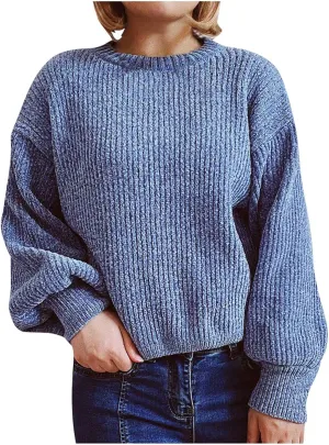 Women's Sweater Winter 2024 Oversized Chunky Knitted Pullover top Sweater Classic Long Sleeve Round Neck Cute Sweater