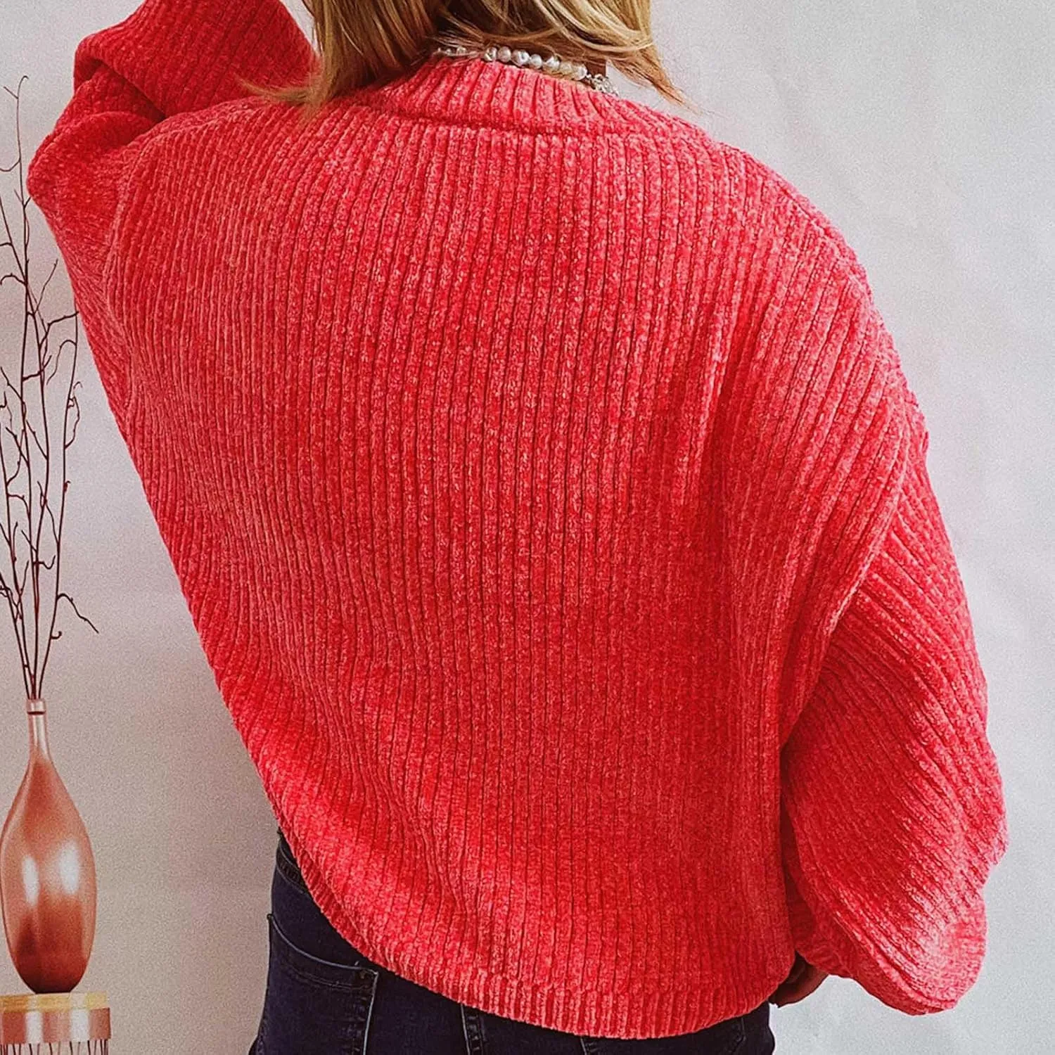 Women's Sweater Winter 2024 Oversized Chunky Knitted Pullover top Sweater Classic Long Sleeve Round Neck Cute Sweater
