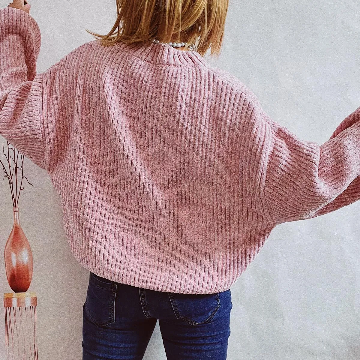 Women's Sweater Winter 2024 Oversized Chunky Knitted Pullover top Sweater Classic Long Sleeve Round Neck Cute Sweater