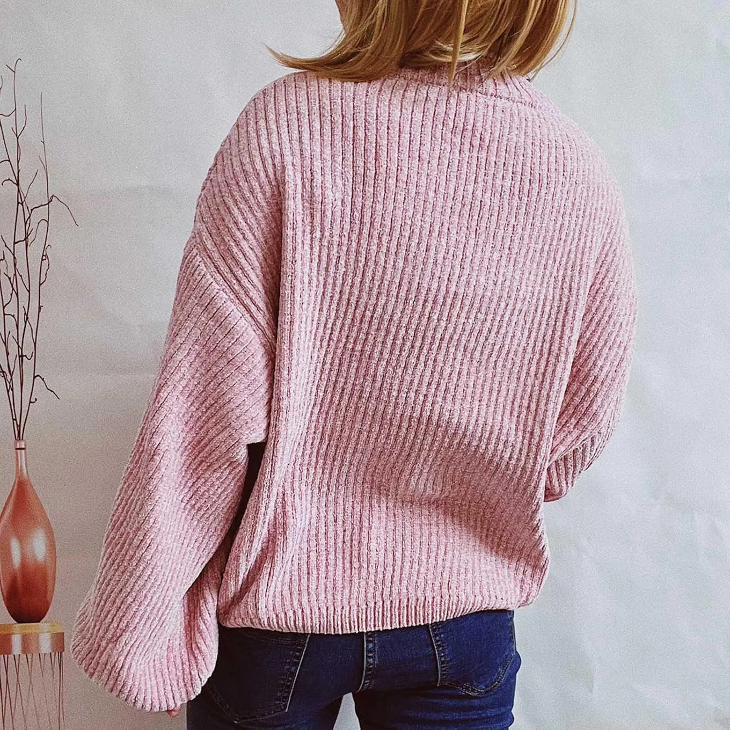 Women's Sweater Winter 2024 Oversized Chunky Knitted Pullover top Sweater Classic Long Sleeve Round Neck Cute Sweater