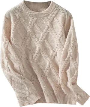 Women's Sweaters Fall Winter Tops Trendy Cable Knit Pullover Sweater Long Sleeve O-Neck Sweatshirt Knitwear Blouse