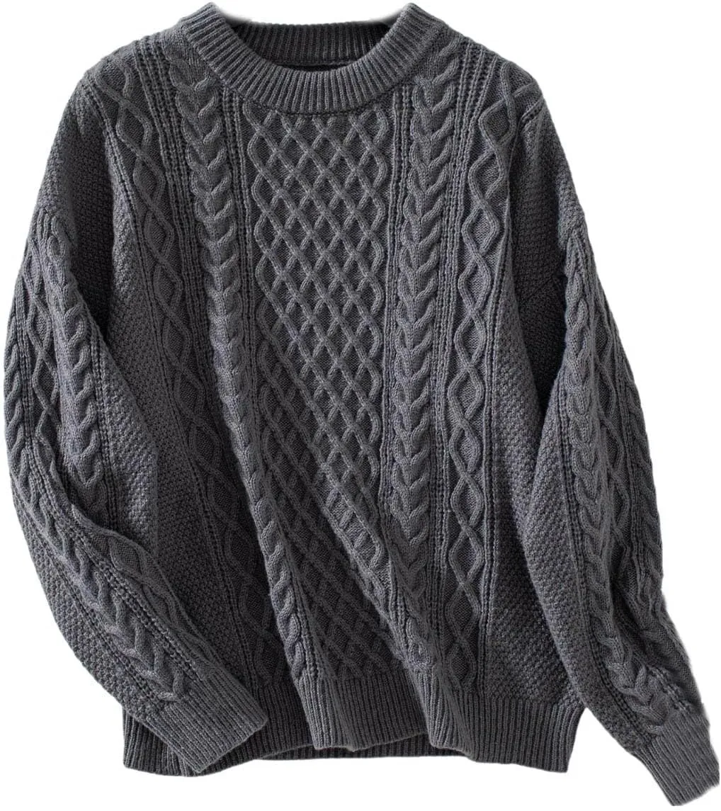 Women's Sweaters Fall Winter Tops Trendy Cable Knit Pullover Sweater Long Sleeve O-Neck Sweatshirt Knitwear Blouse