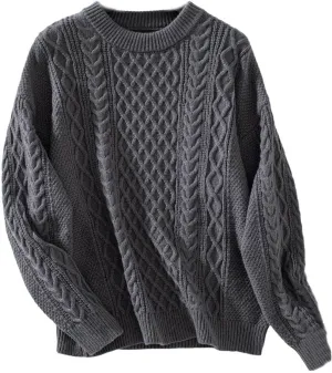 Women's Sweaters Fall Winter Tops Trendy Cable Knit Pullover Sweater Long Sleeve O-Neck Sweatshirt Knitwear Blouse