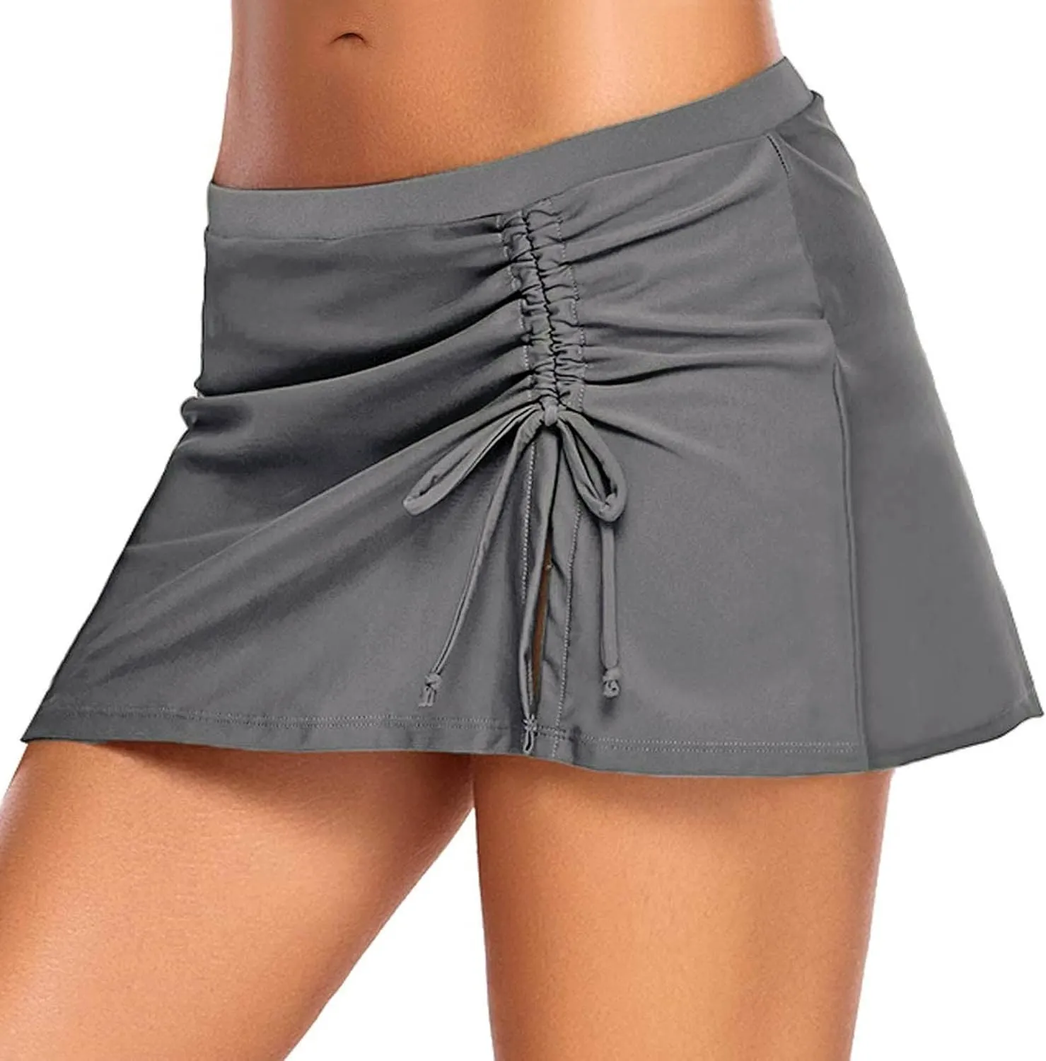 Women's Swim Skirt Bottoms High Waisted Bathing Suit Swimsuits Skirts Pleated Skorts Liner Swimwear Shorts