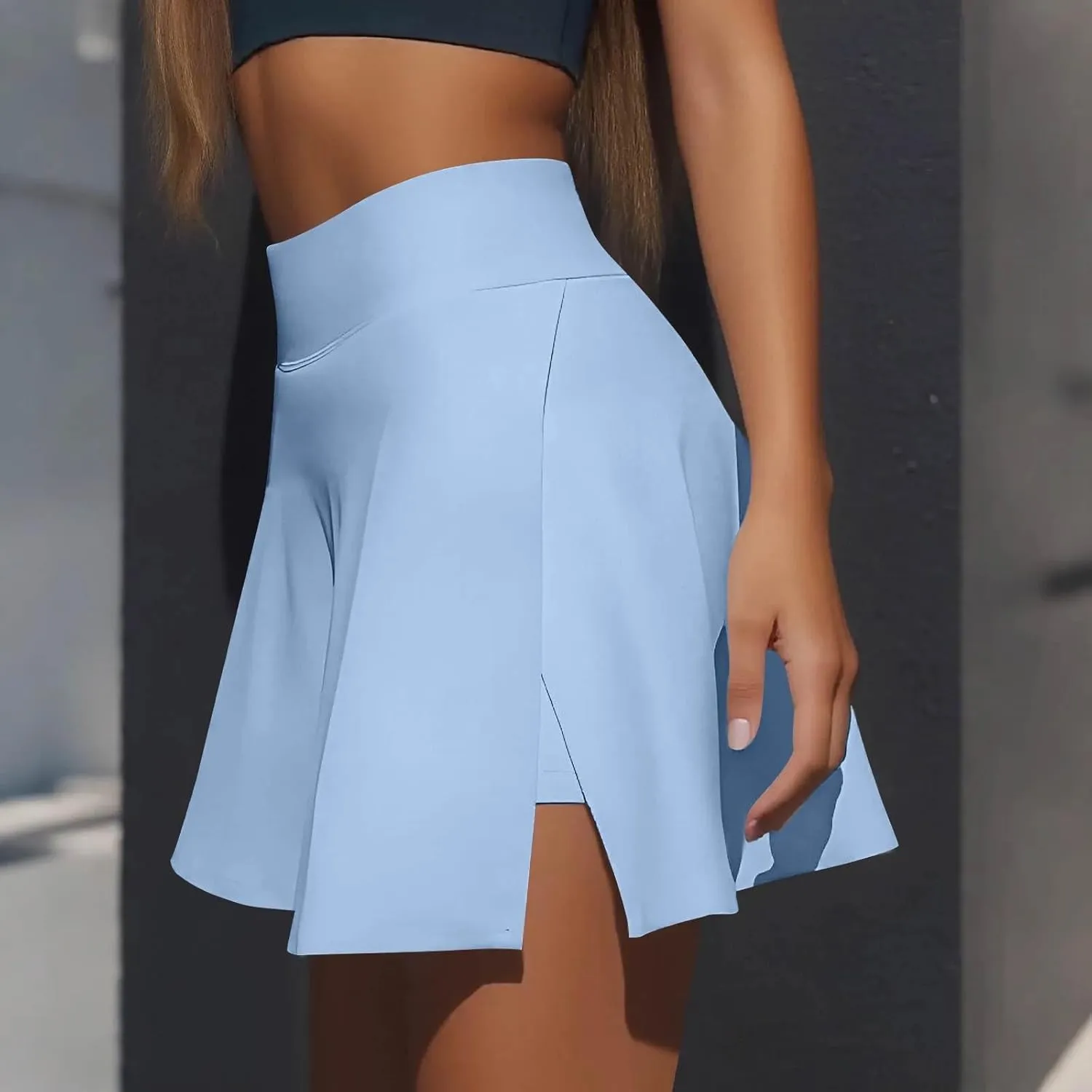 Women's Tennis Skirt with Shorts Underneath Summer Athletic Skorts with Slit Y2k High Waisted Golf Skirt