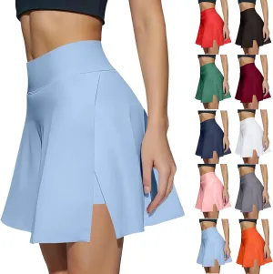 Women's Tennis Skirt with Shorts Underneath Summer Athletic Skorts with Slit Y2k High Waisted Golf Skirt