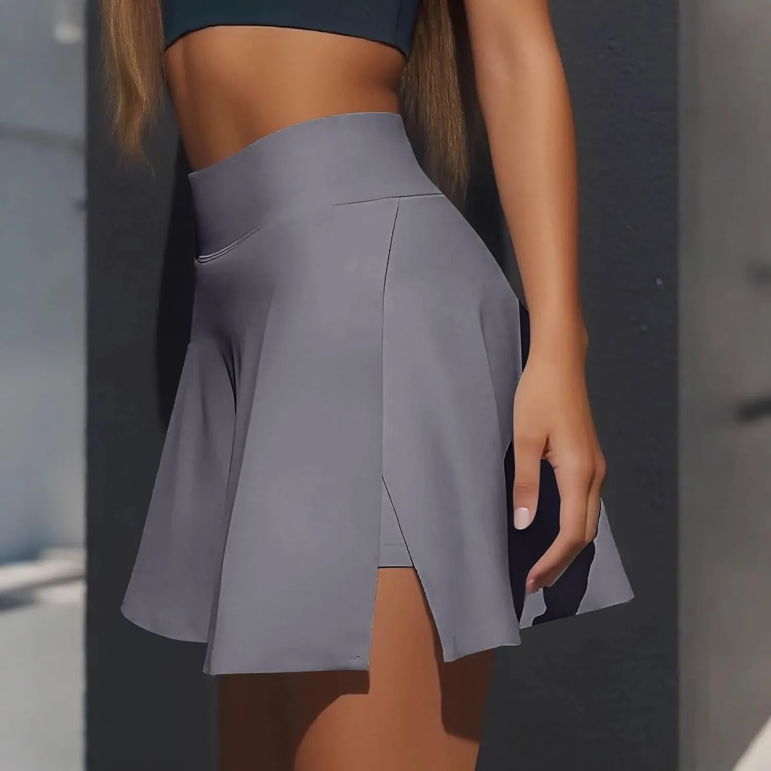 Women's Tennis Skirt with Shorts Underneath Summer Athletic Skorts with Slit Y2k High Waisted Golf Skirt