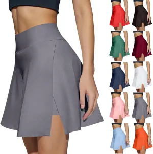 Women's Tennis Skirt with Shorts Underneath Summer Athletic Skorts with Slit Y2k High Waisted Golf Skirt