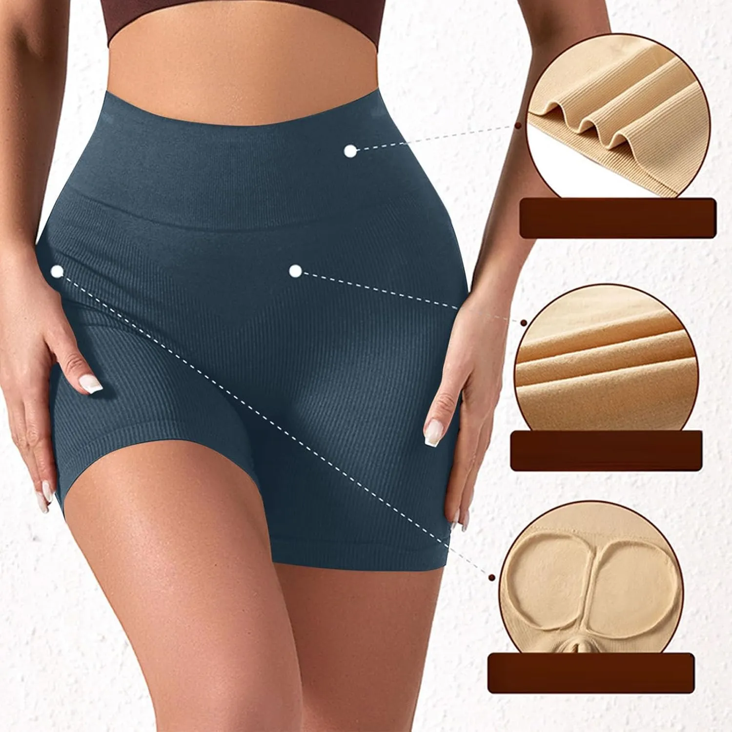 Women's Tummy Control Athletic Yoga Shorts Butt Lifting High Waisted Workout Running Shorts Stretch Gym Yoga Shorts