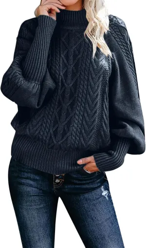 Womens Turtleneck Sweaters Oversized Sweaters Ribbed Knit Sweater Winter Pullover Sweater Chunky Sweaters Jumper Tops