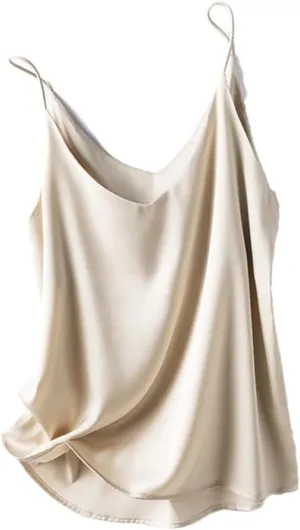 Women's V-Neck Solid Color Casual Simple Base Camisole Satin Classic Plus Size Sleeveless Camisole