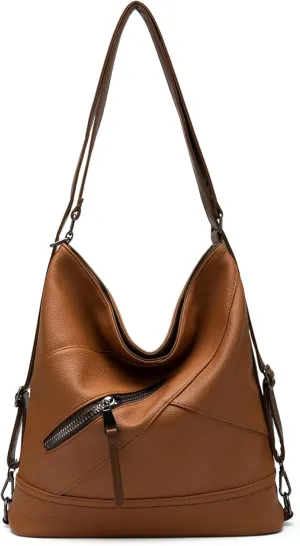 Women's Vegan Leather Handbag, Stylish Shoulder Crossbody Bag with Multiple Pockets, Lightweight Work & Everyday Bag
