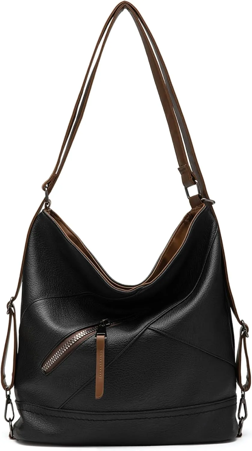 Women's Vegan Leather Handbag, Stylish Shoulder Crossbody Bag with Multiple Pockets, Lightweight Work & Everyday Bag