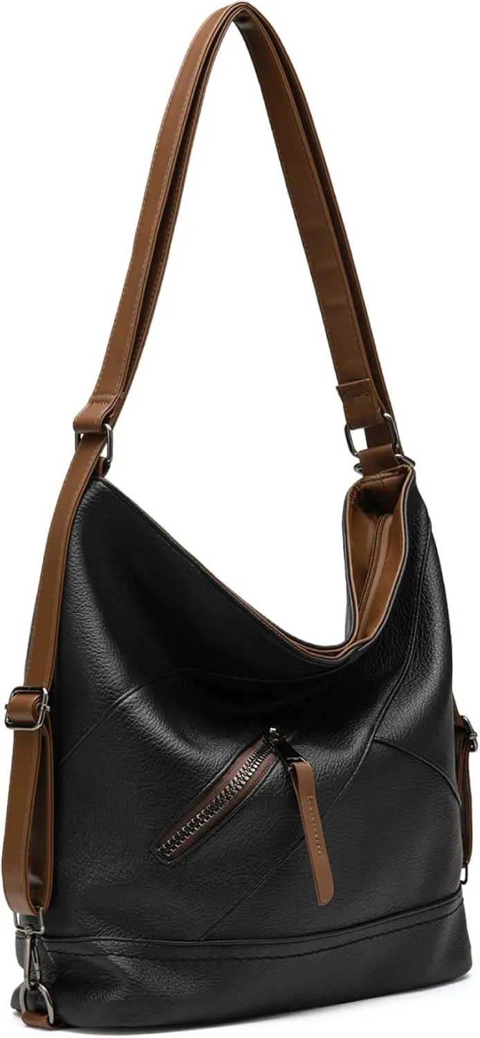Women's Vegan Leather Handbag, Stylish Shoulder Crossbody Bag with Multiple Pockets, Lightweight Work & Everyday Bag