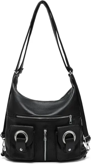Women's Vegan Leather Handbag, Stylish Shoulder Crossbody Bag with Multiple Pockets, Lightweight Work & Everyday Bag