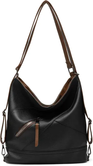 Women's Vegan Leather Handbag, Stylish Shoulder Crossbody Bag with Multiple Pockets, Lightweight Work & Everyday Bag