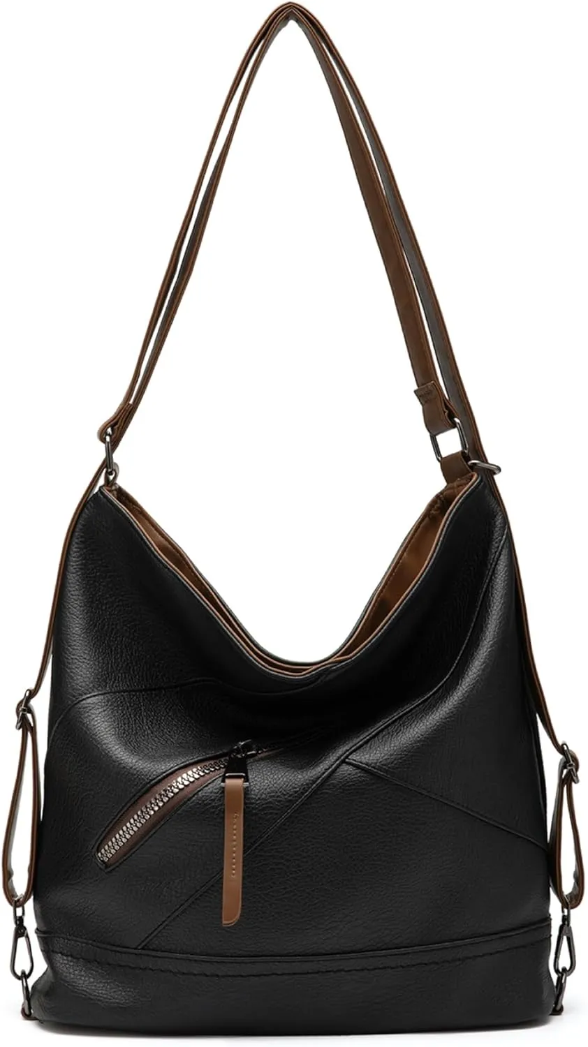 Women's Vegan Leather Handbag, Stylish Shoulder Crossbody Bag with Multiple Pockets, Lightweight Work & Everyday Bag