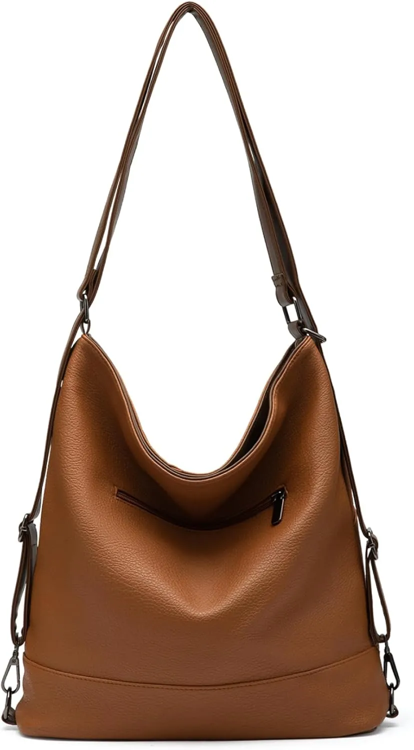Women's Vegan Leather Handbag, Stylish Shoulder Crossbody Bag with Multiple Pockets, Lightweight Work & Everyday Bag