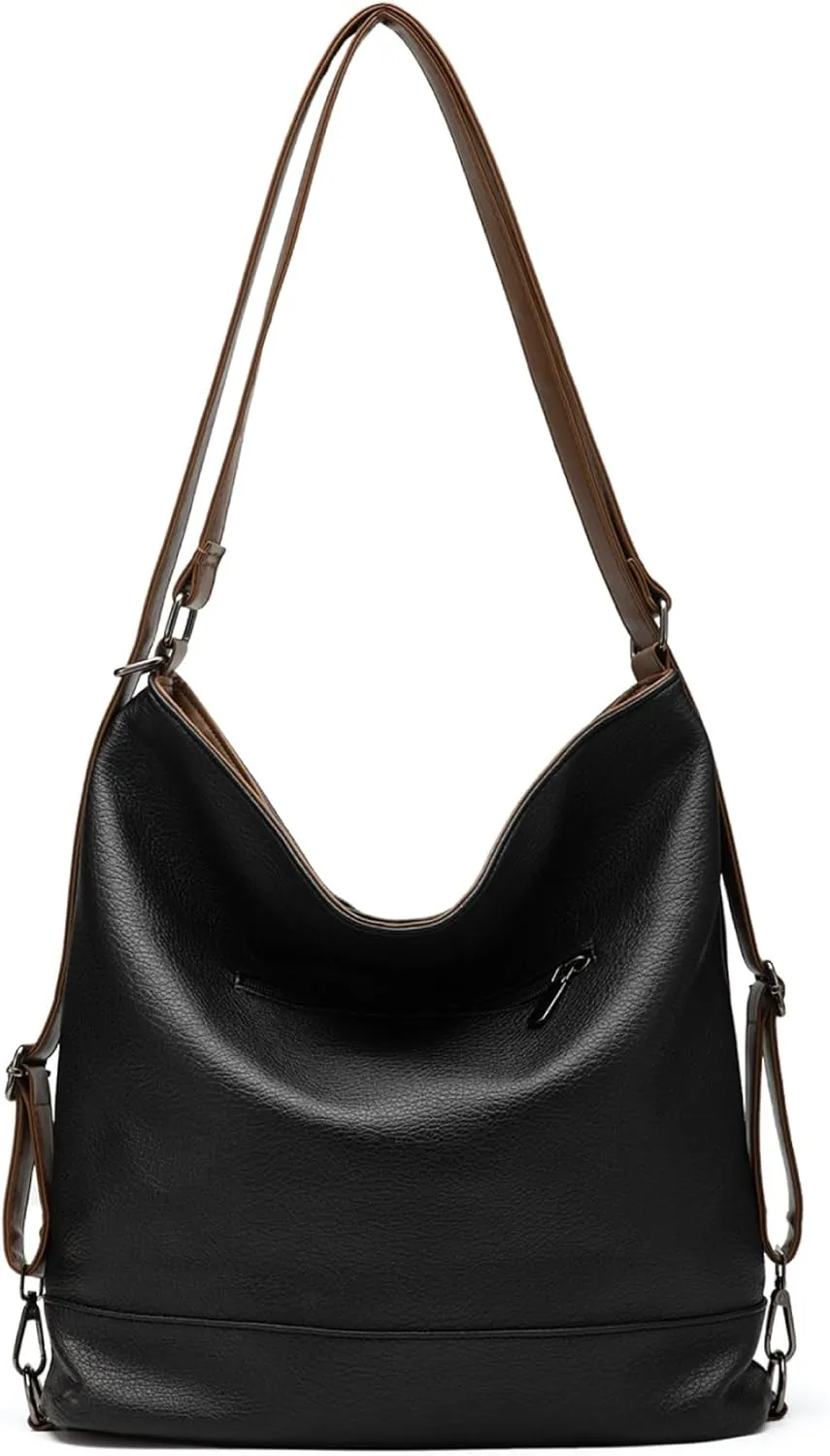 Women's Vegan Leather Handbag, Stylish Shoulder Crossbody Bag with Multiple Pockets, Lightweight Work & Everyday Bag