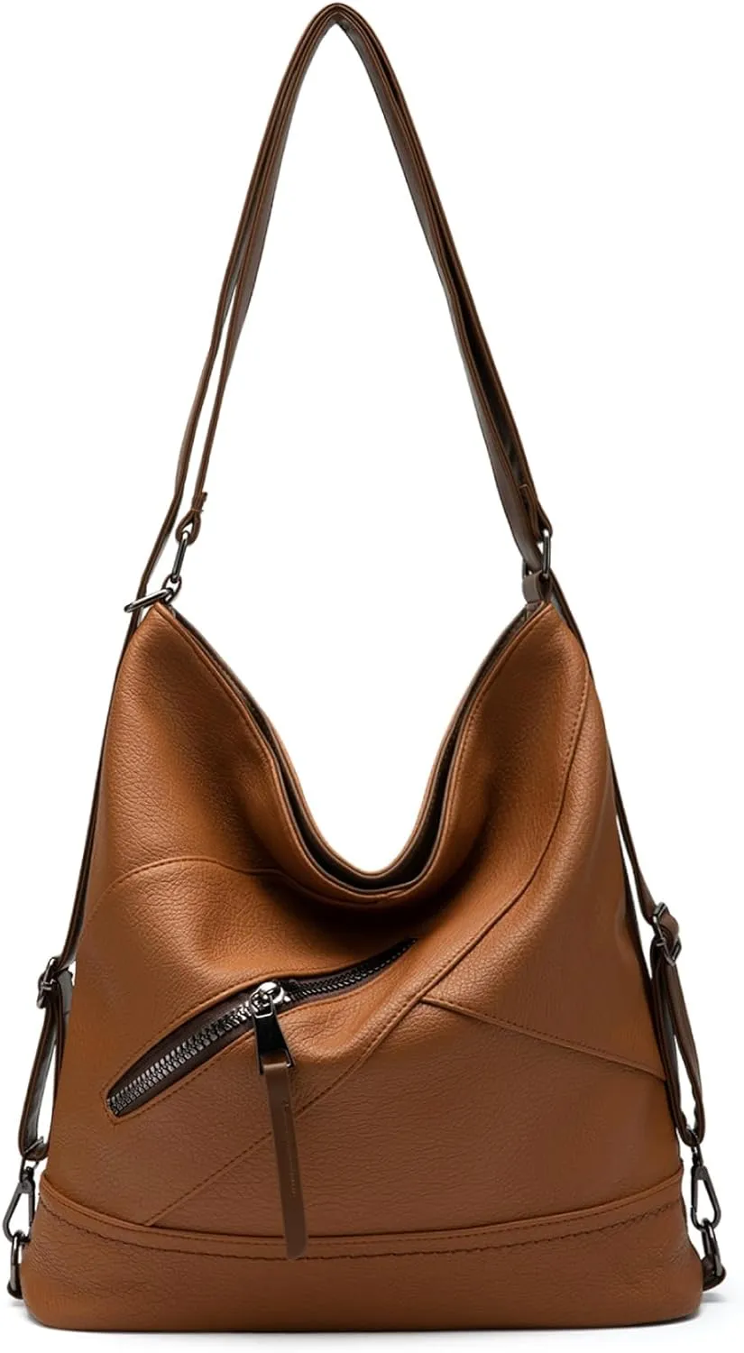 Women's Vegan Leather Handbag, Stylish Shoulder Crossbody Bag with Multiple Pockets, Lightweight Work & Everyday Bag