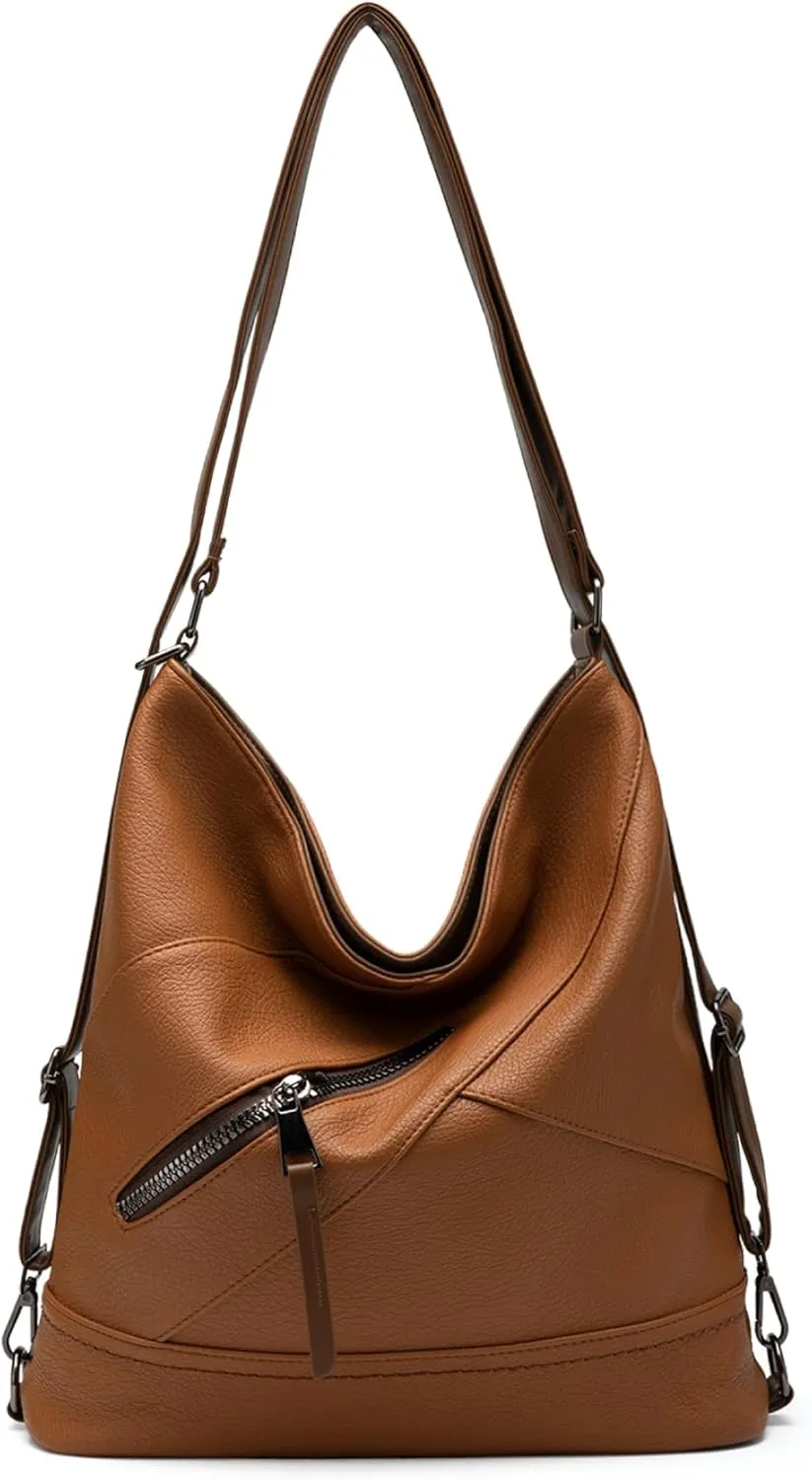 Women's Vegan Leather Handbag, Stylish Shoulder Crossbody Bag with Multiple Pockets, Lightweight Work & Everyday Bag