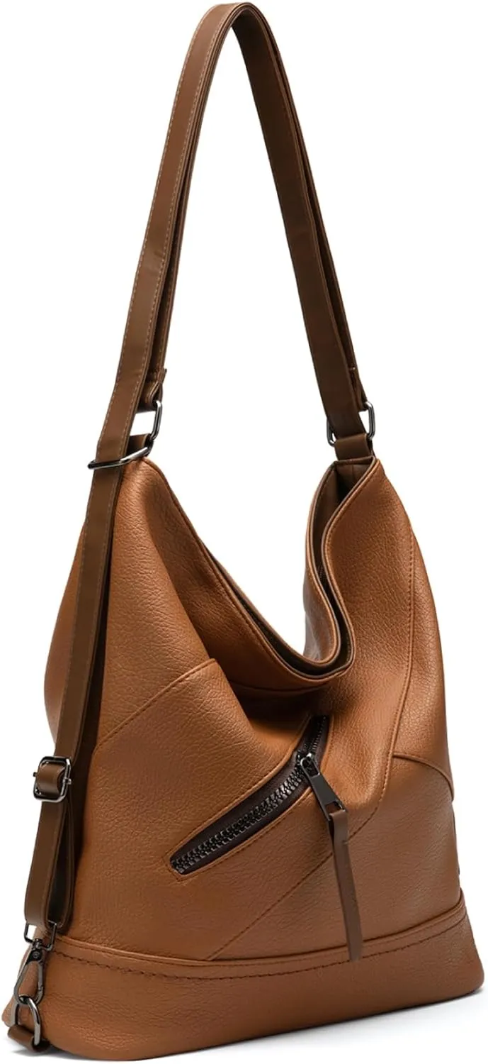 Women's Vegan Leather Handbag, Stylish Shoulder Crossbody Bag with Multiple Pockets, Lightweight Work & Everyday Bag