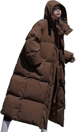 Womens Winter Coats Plus Size Long Puffer Jackets Quilted Lightweight Jackets Parkas Thicken Maxi Down Coats Outerwear