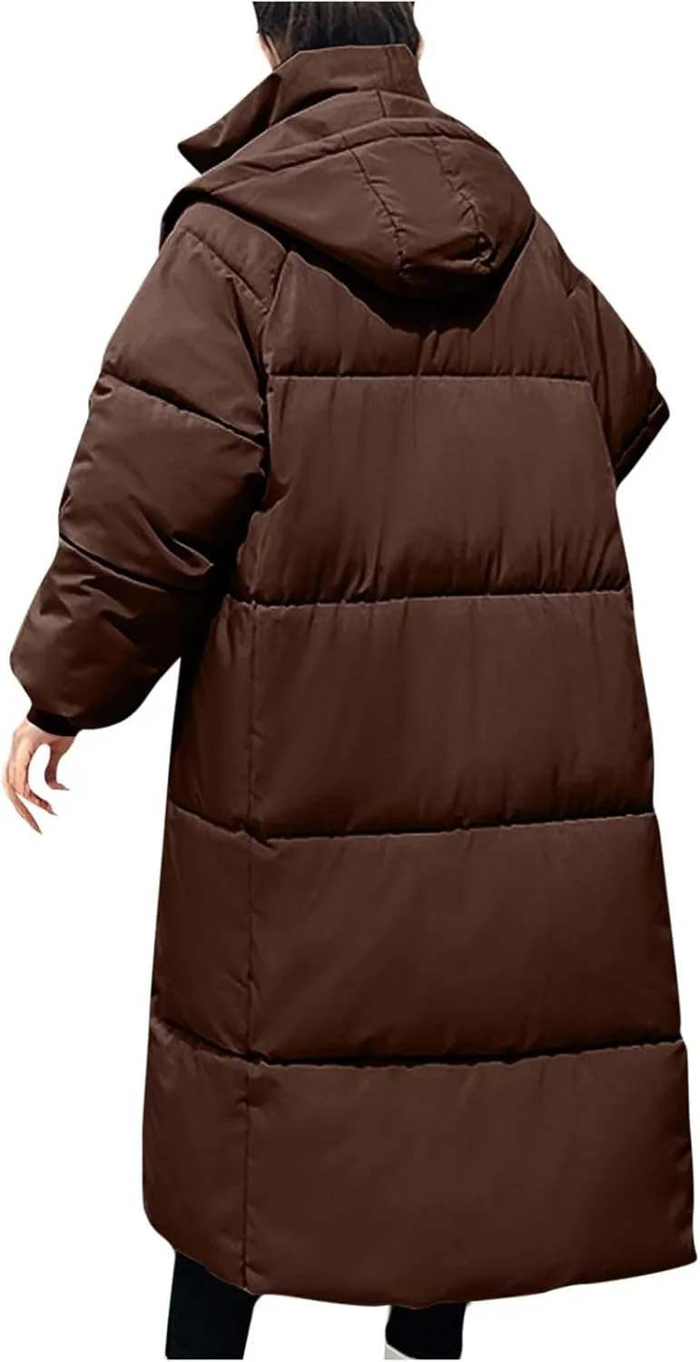 Womens Winter Coats Plus Size Long Puffer Jackets Quilted Lightweight Jackets Parkas Thicken Maxi Down Coats Outerwear