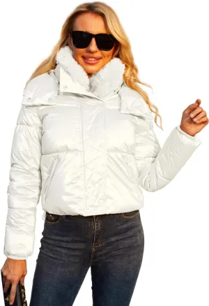 Women's Winter Down Jacket with Removable Sleeves Lightweight Vest Warm Coat with Pockets Outerwear