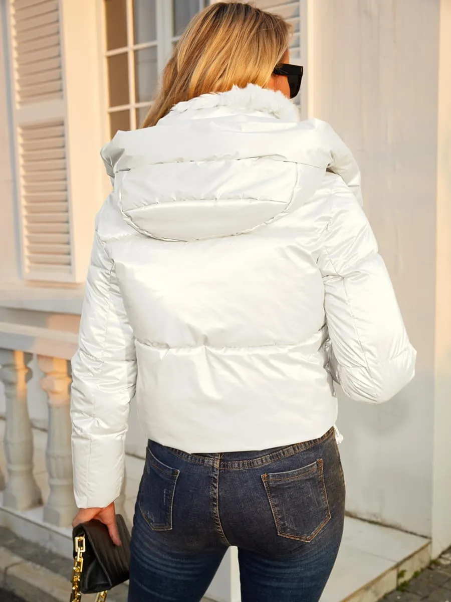 Women's Winter Down Jacket with Removable Sleeves Lightweight Vest Warm Coat with Pockets Outerwear