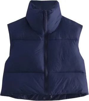 Women's Winter Warm Padded Crop Vest Lightweight Sleeveless Puffer Vest