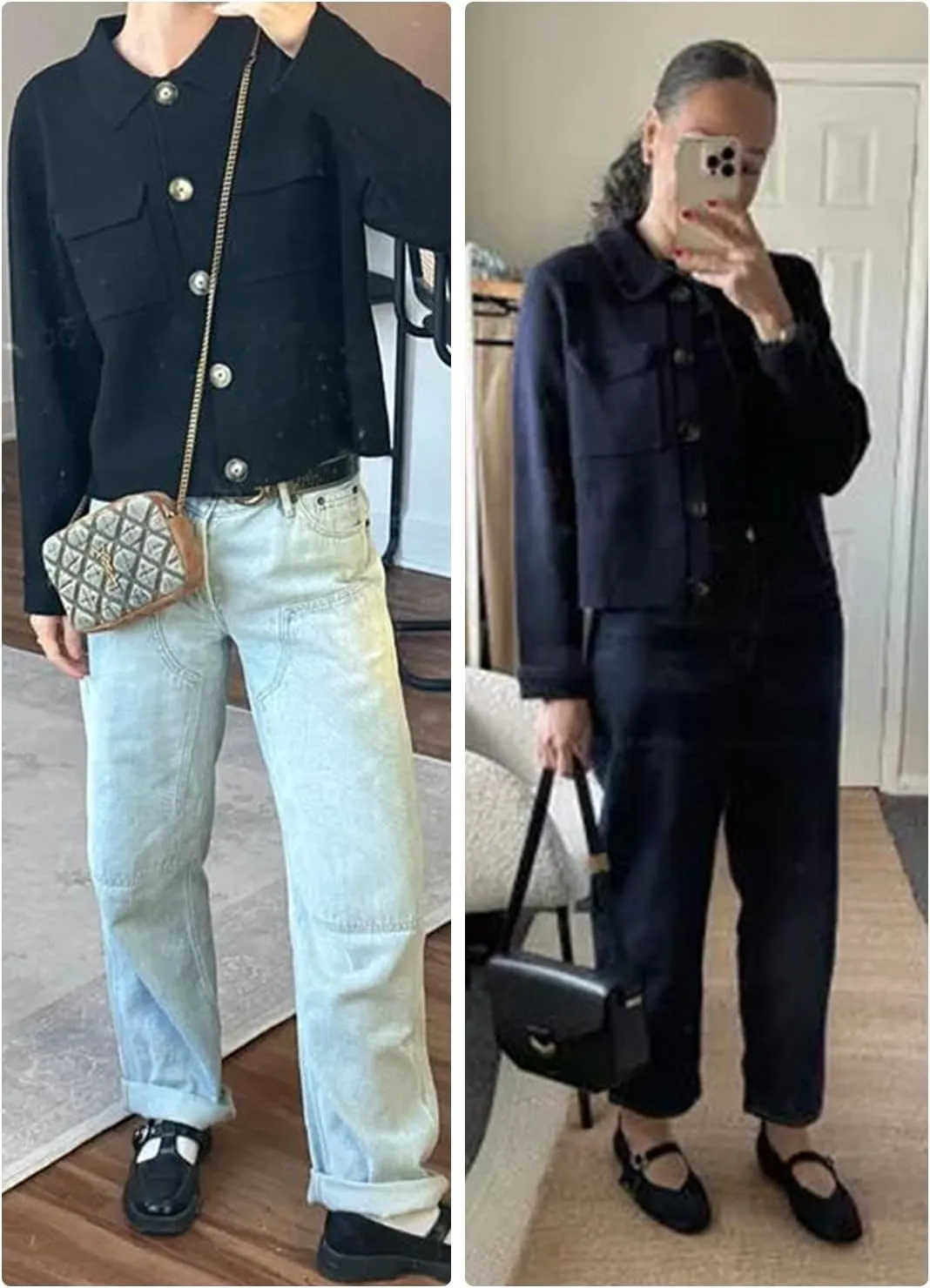 Womens Wool Pea Coat Button Up Open Front Trench Outerwear Long Sleeve Cropped Cardigan Jacket with Pockets