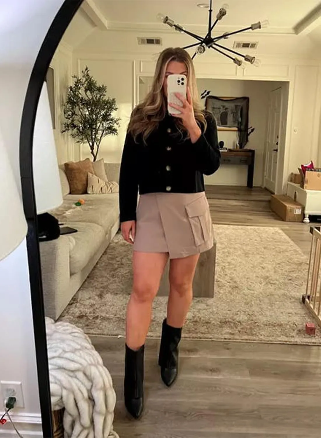 Womens Wool Pea Coat Button Up Open Front Trench Outerwear Long Sleeve Cropped Cardigan Jacket with Pockets