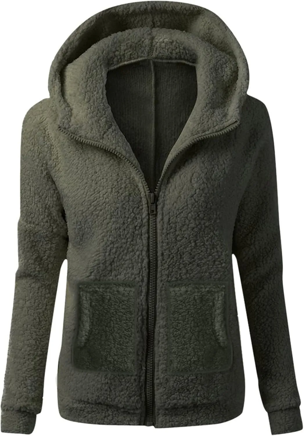 Womens Zip Up Hoodies Lightweight Fleece Fall Winter Coats Comfy Warm Plus Size Sherpa Jackets with Pockets