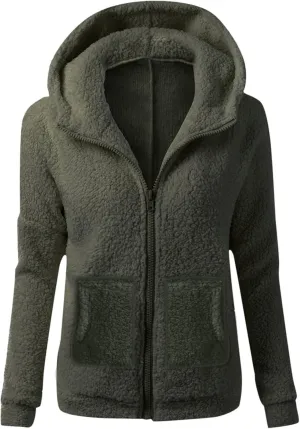 Womens Zip Up Hoodies Lightweight Fleece Fall Winter Coats Comfy Warm Plus Size Sherpa Jackets with Pockets