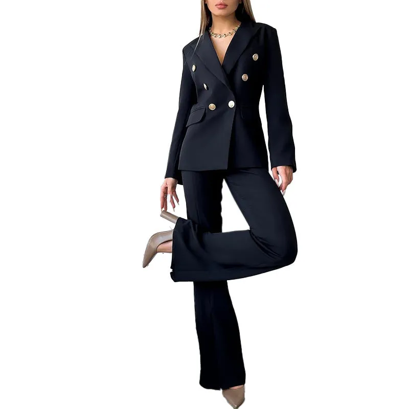 Women's Zipper Bell-Bottom Pants Suit