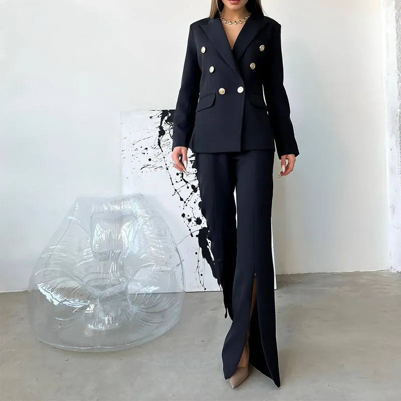 Women's Zipper Bell-Bottom Pants Suit