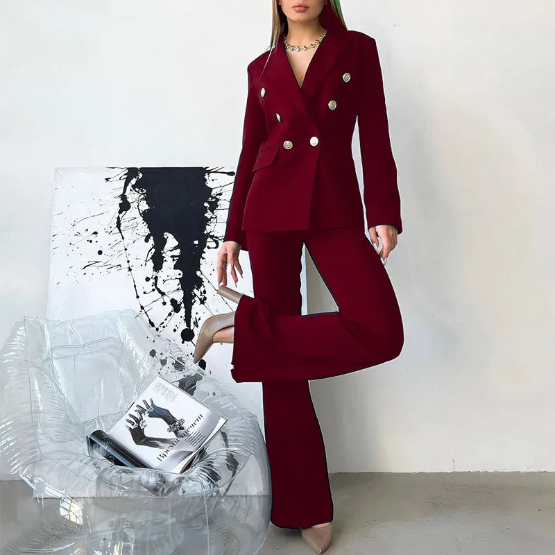 Women's Zipper Bell-Bottom Pants Suit