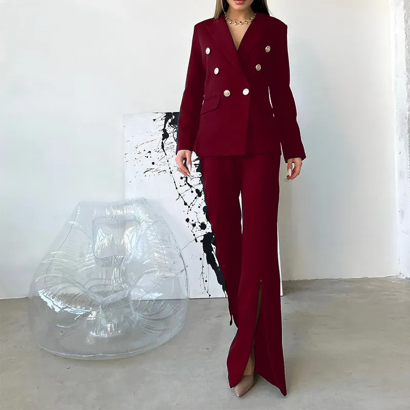 Women's Zipper Bell-Bottom Pants Suit