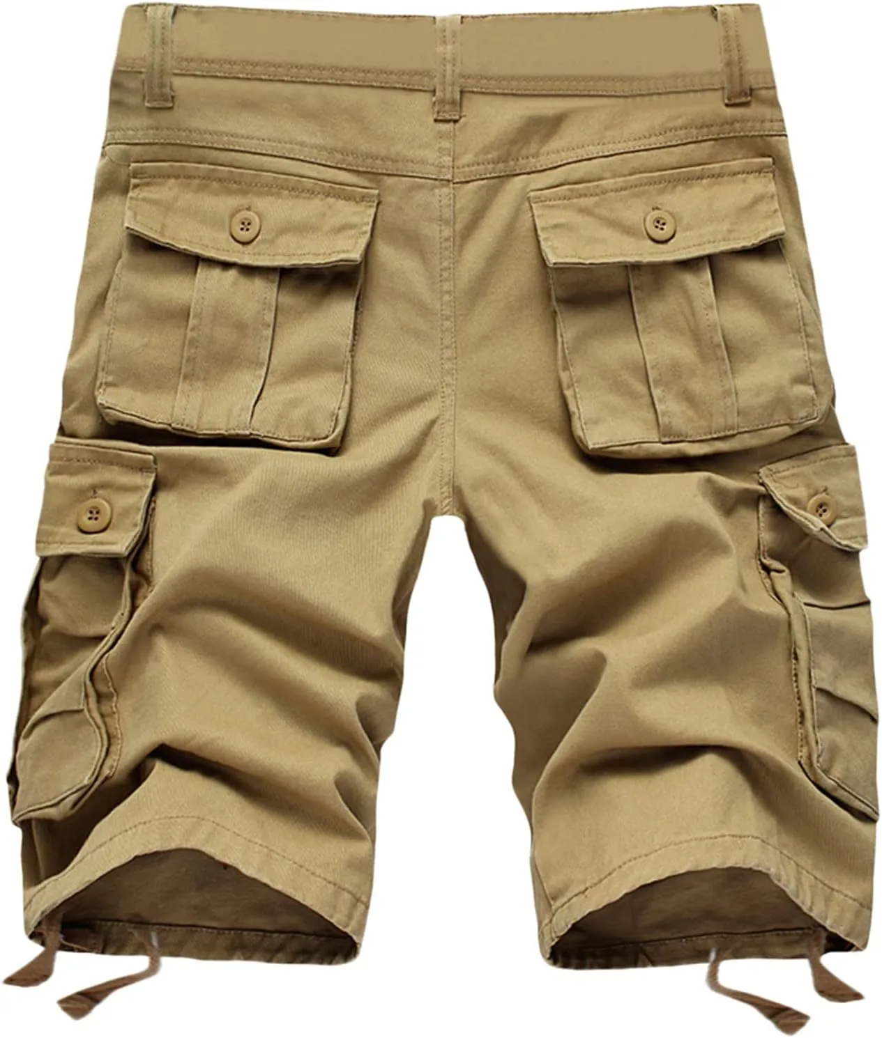 WUAI-Men Outdoor Cargo Shorts Relaxed Fit Casual Workout Short Multi-Pocket Stretchy Cotton Twill Summer Beach Shorts