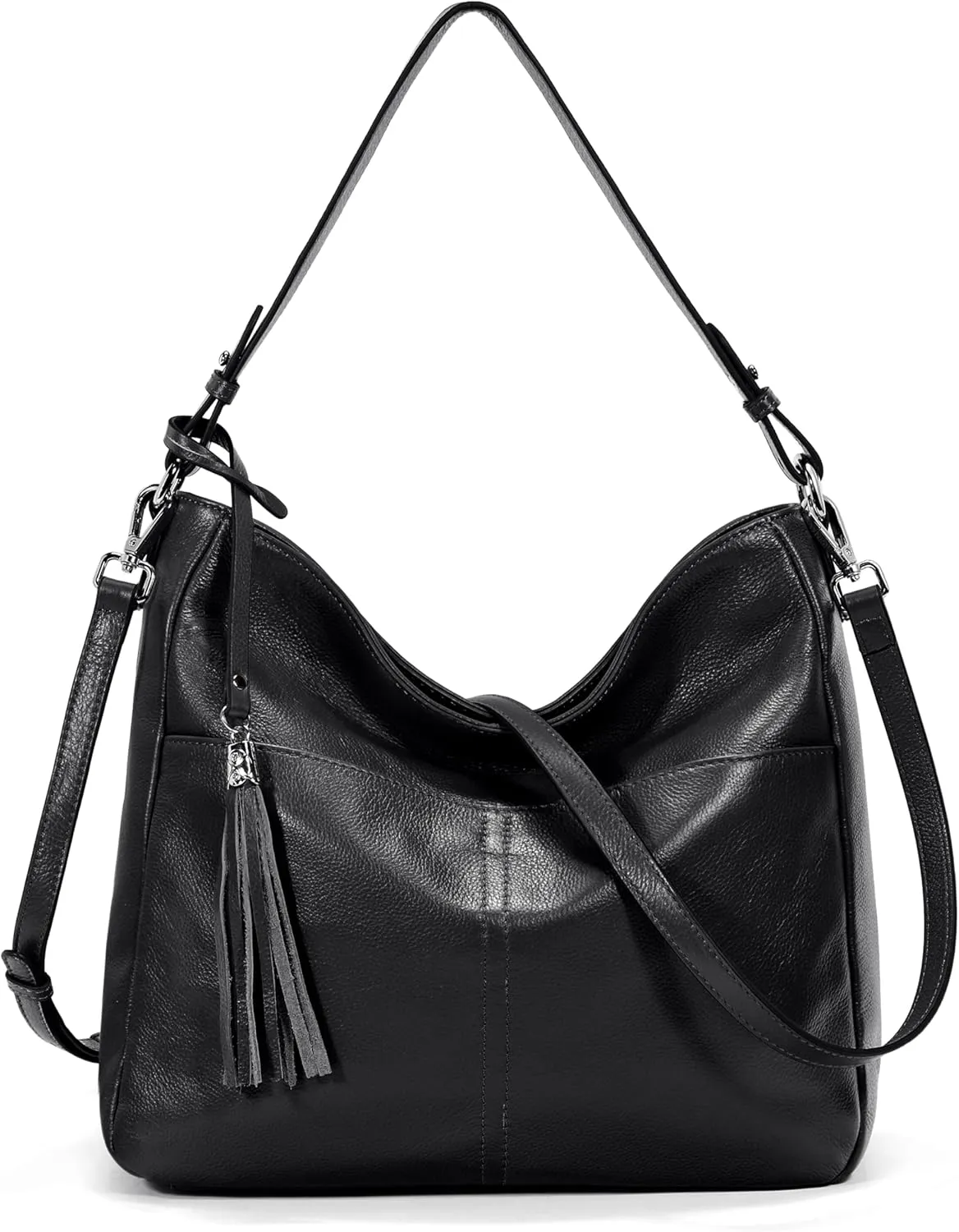 YALUXE Women's Genuine Leather Hobo Handbags Purses Shoulder Bags Crossbody Bags with Multiple Pockets