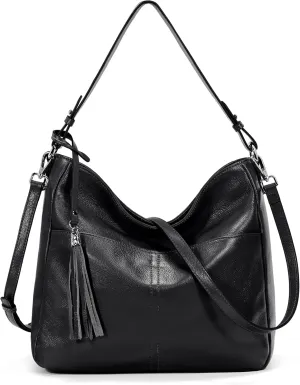 YALUXE Women's Genuine Leather Hobo Handbags Purses Shoulder Bags Crossbody Bags with Multiple Pockets