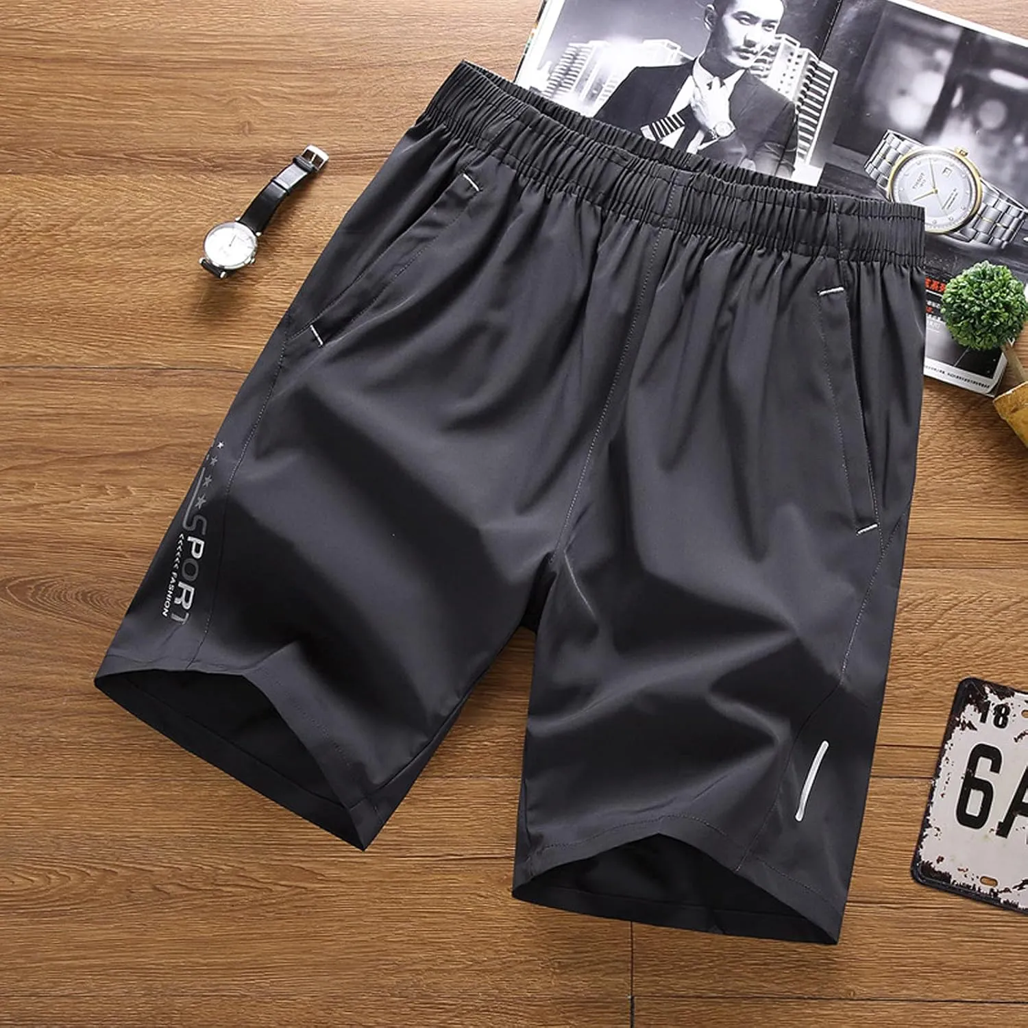 Ymosrh Men's Athletic Shorts Gym Shorts Quick Dry Lightweight Training Running Jogger Zipper Pockets Shorts, M-5XL