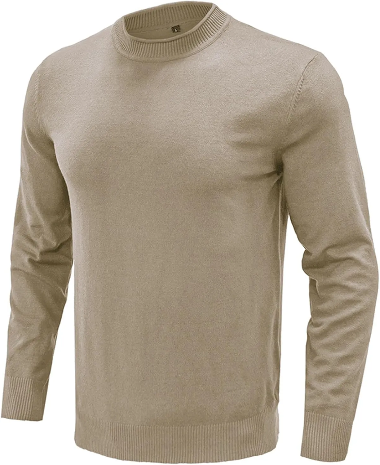 Ymosrh Men's Light Sweater Casual Basic Knit Sweaters Long Sleeve Solid Crew Neck Winter Pullover Thermal Tops, M-2XL