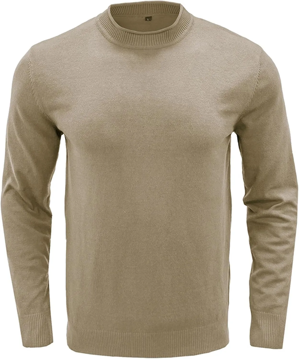 Ymosrh Men's Light Sweater Casual Basic Knit Sweaters Long Sleeve Solid Crew Neck Winter Pullover Thermal Tops, M-2XL
