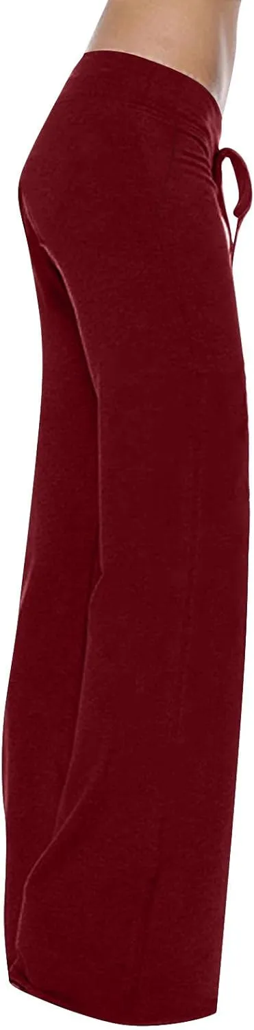 Yoga Pants for Women High Waisted Multiple Pocket Long Pants Comfy Wide Leg Mini Flare Bootcuts Workout Sweatpants