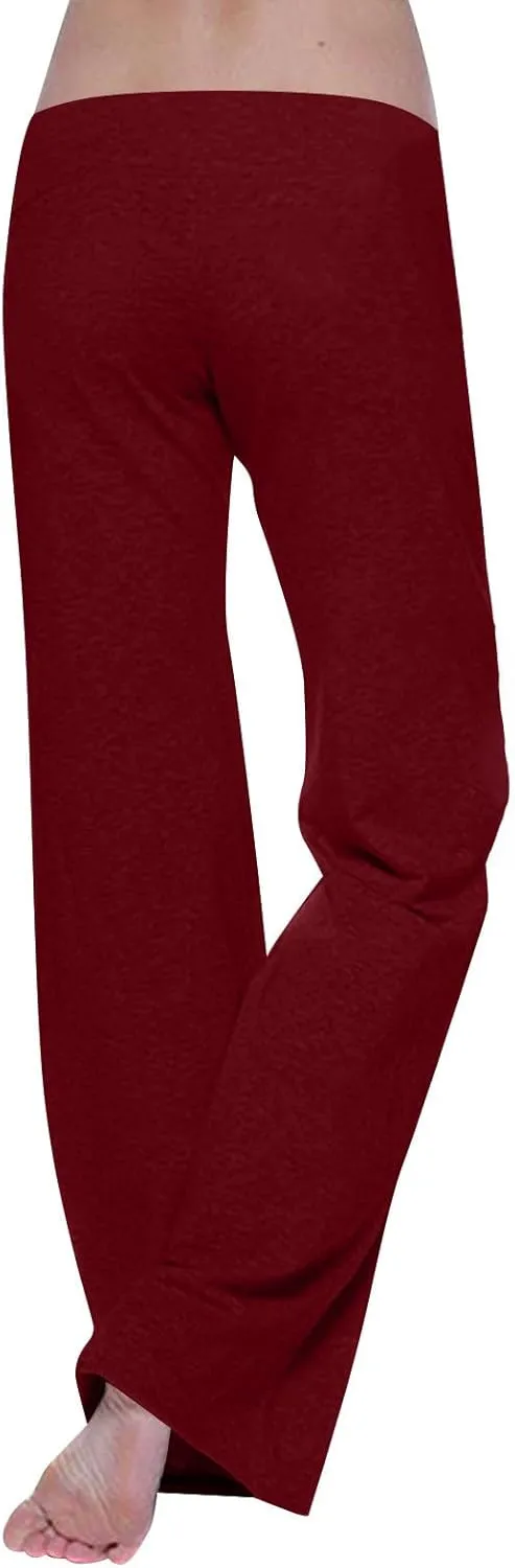 Yoga Pants for Women High Waisted Multiple Pocket Long Pants Comfy Wide Leg Mini Flare Bootcuts Workout Sweatpants