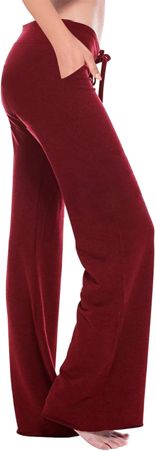 Yoga Pants for Women High Waisted Multiple Pocket Long Pants Comfy Wide Leg Mini Flare Bootcuts Workout Sweatpants