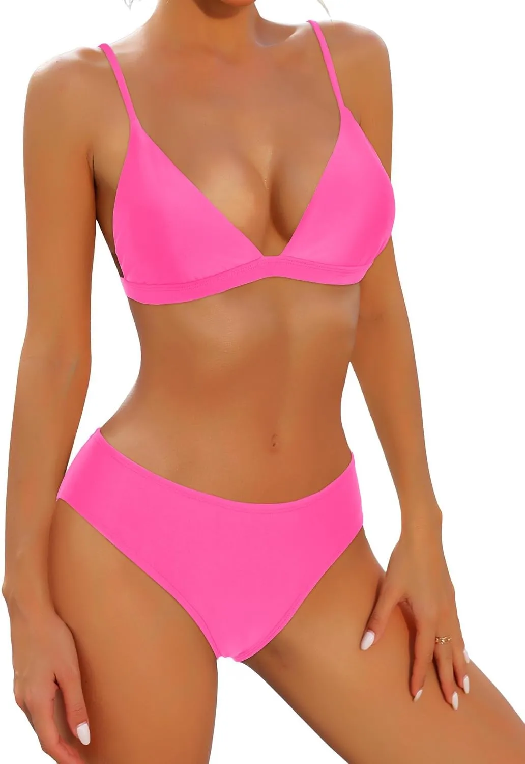 Yonique Women Two Piece Triangle Bikini Set Bathing Suit Sexy Swimsuit Full Coverage Bottom